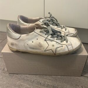 Golden Goose White and Gray Sneakers